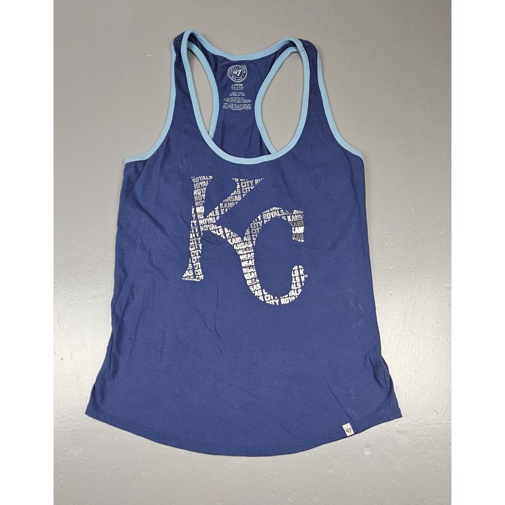 '47 Brand Kansas City Royals Women Tank Top Size Med. Blue Logo‎ Racerback MLB.